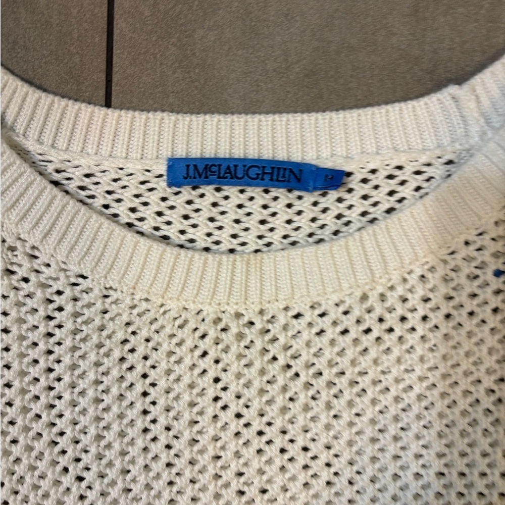 J. McLaughlin preppy Blue/White striped Women's Sweater size medium - Picture 5 of 6